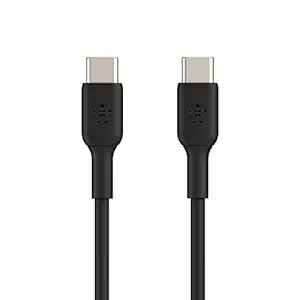 Belkin USB C à USB-C Fast Charging Type C Cable C, 60W PD, 3,3 pieds (1 mètre) pour ordinateur portable, ordinateur personnel, tablette, smartphone – noir, USB-if certifié