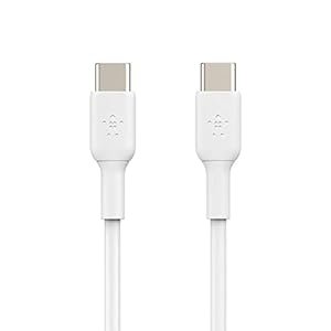 Belkin USB C à USB-C Fast Charging Type C Cable C, 60W PD, 3,3 pieds (1 mètre) pour ordinateur portable, ordinateur personnel, tablette, smartphone – blanc, USB-if certifié
