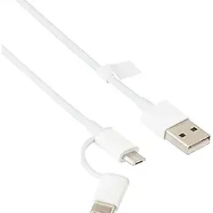 MI 2-en-1 Câble USB de type C (micro USB pour type C) 30 cm pour smartphone, casque, ordinateur portable (blanc)