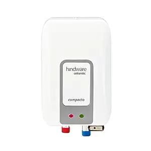 Hindware Atlantic Compacto 3 litres Chauffeur d’eau instantané avec réservoir en acier inoxydable, construction robuste, soupape de décharge de pression et caractéristique I-Thermostat (blanc et gris)