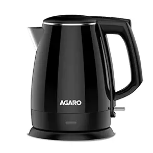 Kettle à double couches Agaro Royal, 1,5 litre, touche fraîche à double couches, protection à sèche-sèche, noir