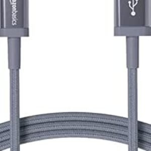 Amazonbasics en nylon tressé USB-C vers le câble Lightning, smartphone certifié MFI à charge rapide, Chargeur iPhone (6 pieds, gris foncé)