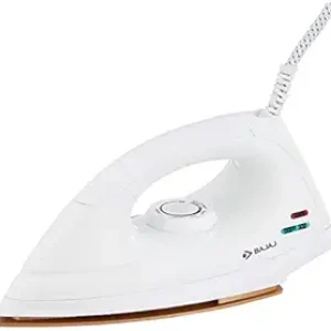 Bajaj DX-7 1000W Fer sec avec une semelle avancée et une technologie de revêtement allemande antibactérien, blanc, blanc