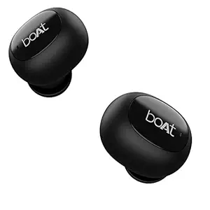 Airdopes de bateaux 121v2 True Wireless Earbuds avec une lecture jusqu’à 14 heures, des pilotes de 8 mm, des indicateurs de batterie, des écouteurs légers et des commandes multifonctionnelles (noir actif, avec micro)