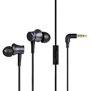 Xiaomi mi câblé dans des écouteurs auriculaires avec micro base avec une chambre sonore à bassins et en alliage en aluminium ultra profond (noir)