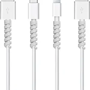Striff 12 pièces très flexible en silicone micro-usb protecteur, protecteur de câble de souris, costume pour tous les téléphones portables, ordinateurs et chargeurs (blanc)