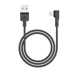 Portonics Konnect L 1.2M Charge rapide Câble USB 3A 8 broches avec fonction de charge et de synchronisation pour iPhone, iPad (gris)
