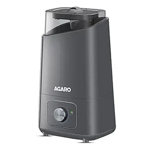 Agaro Glory Cool Mist Ultrasonic Humidificateur, 4,5 litres, pour grande surface, chambre, maison, bureau, sortie de brume réglable, filtre à billes en céramique, ultra silencieux, buse rotative à 360 °, arrêt automatique, gris
