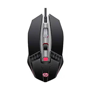 HP M270 souris de jeu filaire USB rétro-éclairé avec 6 boutons, 4 vitesses personnalisables 2400 dpi, conception ergonomique, éclairage à LED respiratoire, roue de défilement métal