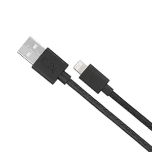 Flix (Beetel) USB vers l’iPhone Lightning Textured Pattern Data Sync & 2A Câble de charge rapide, fabriqué en Inde, Synchronisation des données de 480 Mbps, câble dur, câble USB de 1 mètre de long pour les appareils Apple (noir) (XCD-L102)