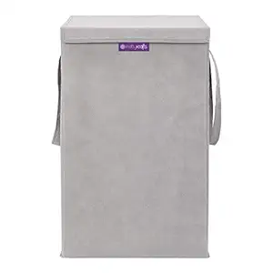 Panier à linge de Prettykrafts pour vêtements avec couvercle et poignées, organisateur de jouets, 75 LTR Gray