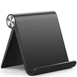 Tablette / support mobile multi-angle Striff. Holder pour iPhone, Android, Samsung, OnePlus, Xiaomi. Support portable et pliable. Perfect pour le lit, le bureau, la maison, le cadeau et le bureau (noir)