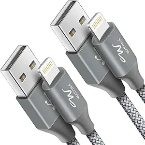 Wayona Nylon Traided (2 pack) Lightning Fast USB Data Cable Corde de chargeur rapide pour iPhone, tablette iPad (pack de 3 pieds de 2, gris)