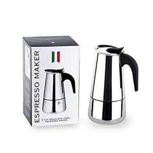 Saiyam en acier inoxydable Espresso Maker Percolateur de café de cafetière italienne Moka Pot (4 tasse – 200 ml, argent)