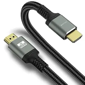 Câble Bestor ® 8K HDMI 2.1 48 Gbps 9,80ft / Ultra High Speed HDMI Cordon tressé pour Roku TV / PS5 / HDTV / Blu-Ray Projecteur, ordinateur portable, télévision, ordinateur personnel, Xbox, PS4, PS5, PS4 Pro (1 M, gris)