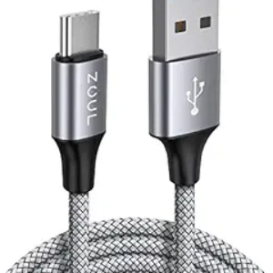 Zoul USB C 60W Charge rapide 3A 6ft / 2m de long type C Câble de données de données tressé en nylon Câble de chargeur rapide QC 3.0 pour Samsung Galaxy M31S M30 S10 S9 S20 Plus, note 10 9 8, A20E A40 A50 A70 (2m, gris)