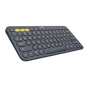 Logitech K380 Wireless Multi-Device Clavier pour Windows, Apple iOS, Apple TV Android ou Chrome, Bluetooth, conception compacte de l’espace, PC / Mac / ordinateur portable / smartphone / tablette (gris foncé)