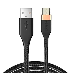 Duracell Micro USB 3A Sync tressé et câble de charge rapide, 3,9 pieds (1,2 m). Prend en charge la charge QC 2.0 / 3.0, transmission de données à grande vitesse – noir