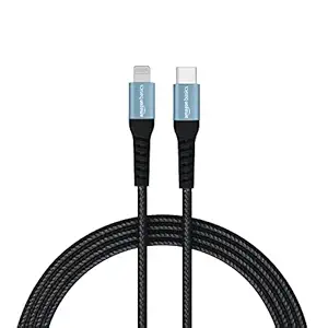 Amazonbasics USB C à l’aluminium Lightning avec câble de charge certifié MFI tressé en nylon (gris, 1,2 mètre)