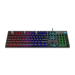 HP K500F Membrane rétro-éclairée Clavier de jeu filaire avec éclairage de couleur mixte, panneau métallique avec éclairage de logo, 26 touches anti-gardien et clé de verrouillage / 3 ans de garantie (7ZZ97AA)