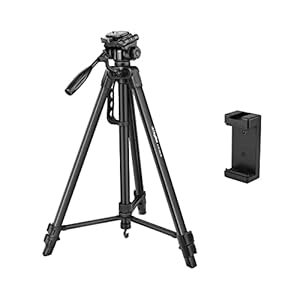 Digitek DTR 550 LW (67 pouces) Trépied pour DSLR, Caméra | Hauteur de fonctionnement: 5,57 pieds | Capacité de charge maximale jusqu’à 4,5 kg | Tripod en aluminium léger portable avec tête de balle à 360 degrés | Sac de transport inclus (noir) (DTR 550LW)