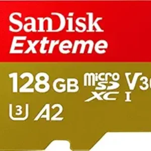 SANDISK EXTREME MICROSD UHS I CARTE 128 Go pour la vidéo 4K sur les smartphones, Cams Action 190 Mo / s lecture, 90 Mo / s écriture