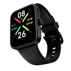 Noise Pulse Go Buzz Smart Watch Bluetooth appelant avec un affichage de 1,69 « , 550 nits, 150+ face de montre cloud, Spo2, suivi de la fréquence cardiaque, 100 mode sportif avec détection automatique, batterie plus longue (noir de jonc)