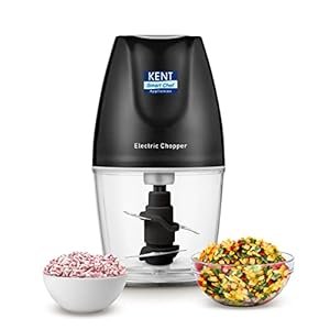 Kent Electric Chopper-B pour cuisine 250 watt | Hop, hachant, purée, fouetter, 400 ml Capacité | Pares à coups à double hachage en acier inoxydable | Bol à hachage transparent | Anti-Skid | Opération tactile | Noir