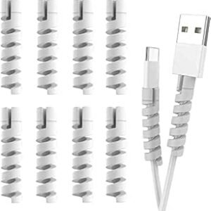 LAPSTER 12PCS Protégeurs de câbles en spirale pour chargeur, fils, protecteur de câble de chargeur de données pour ordinateurs, téléphones portables, etc. (gris)