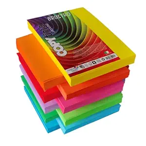 Brustro Copytinta Colored Craft Paper A4 Taille 80 GSM Couleur lumineuse mixte 40 feuilles (10 cols x 4 feuilles) Couleur double pour l’impression de bureau, l’art et l’artisanat.