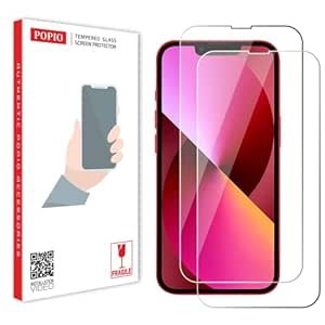 Popio Temperred Verre Compatible pour iPhone 13 / iPhone 13 Pro / iPhone 14 (transparent) Edge to Edge Full Screen Couverture avec kit d’installation, pack de 2