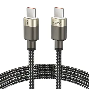 Oraimo 65W Type C à C Câble de charge rapide USB C vers USB C Cableau à haute vitesse Synchronisation, nylon tressé 1 m de longueur avec indicateur LED Compatible pour ordinateur