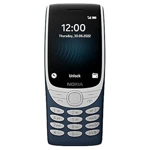 Téléphone de clavier Nokia 8210 4G VoLTE avec double sim, grand affichage, lecteur MP3 intégré et radio FM sans fil | Bleu