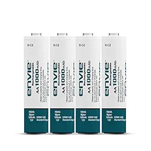Envie® (AA10004PLNI-CD) AA Batteries rechargeables, faible congé, AA 1000mAH Ni-CD (pack de 4)