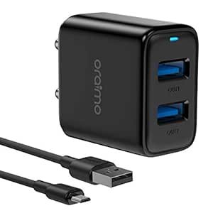 Chargeur USB, Oraimo Elite Dual Port 5V / 2.4A Chargeur mural, adaptateur de chargeur mural USB pour iPhone 11 / XS / XS MAX / XR / X / 8/7/6 / Plus, iPad Pro / Air 2 / Mini 3 / Mini 4, Samsung S4 / S5, et plus