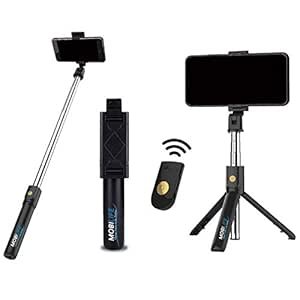 Mobilife Bluetooth Stick Selfie extensible avec stand de trépied et télécommande sans fil, trépied de bâton de selfie multifonctionnel 3-en-1 pour iPhone Samsung Mi Realme Oppo Vivo Google plus, noir