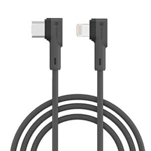 Portonics Konnect L 20W PD Charge rapide Type-C à 8 broches Câble de charge mobile USB, 1,2 m, Tangle résistant, synchronisation de données rapide (gris)