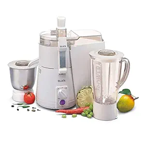 Sujata Powermatic Plus, broyeur de mélangeur de presse-agrumes avec pot de chutney, 900 watts, 3 pots (blanc)
