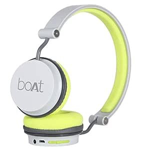 Boat Rockerz 400 Bluetooth sur des écouteurs d’oreille avec micro avec une lecture jusqu’à 8 heures et des coussins d’oreille rembourrés (gris / vert)