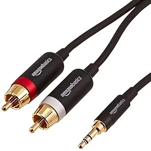 Amazonbasics 3,5 mm à 2 hommes Câble adaptateur RCA pour tablette, smartphone (noir, 15 pieds)
