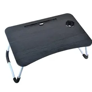 MEMEHO® Smart Standard Standard Multi-Purpose Liptop Table avec support / table d’étude / table de lit pliable et portable / Ergonomic et Arrondies / Jambes non glissantes / bois d’ingénierie avec porte-gobelet (noir)